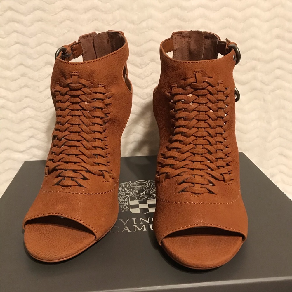 Vince Camuto “Crissy” Braided Leather Heel Shootie